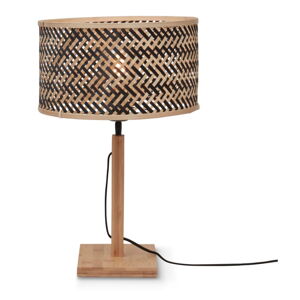 Stolová lampa s bambusovým tienidlom v čierno-prírodnej farbe (výška 38 cm) Java – Good&Mojo