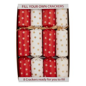 Vianočné crackery v súprave 8 ks Cream & Red Stars – Robin Reed