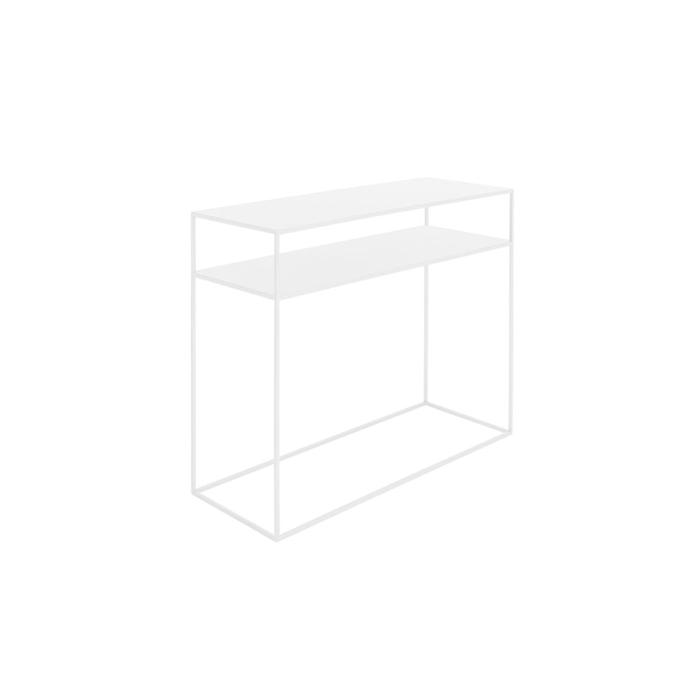 Biely konzolový kovový stôl s policou Custom Form Tensio, 100 x 35 cm